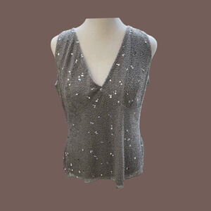 Vintage Marina Beaded Sequin Tank Top – 90s Minimal Glam